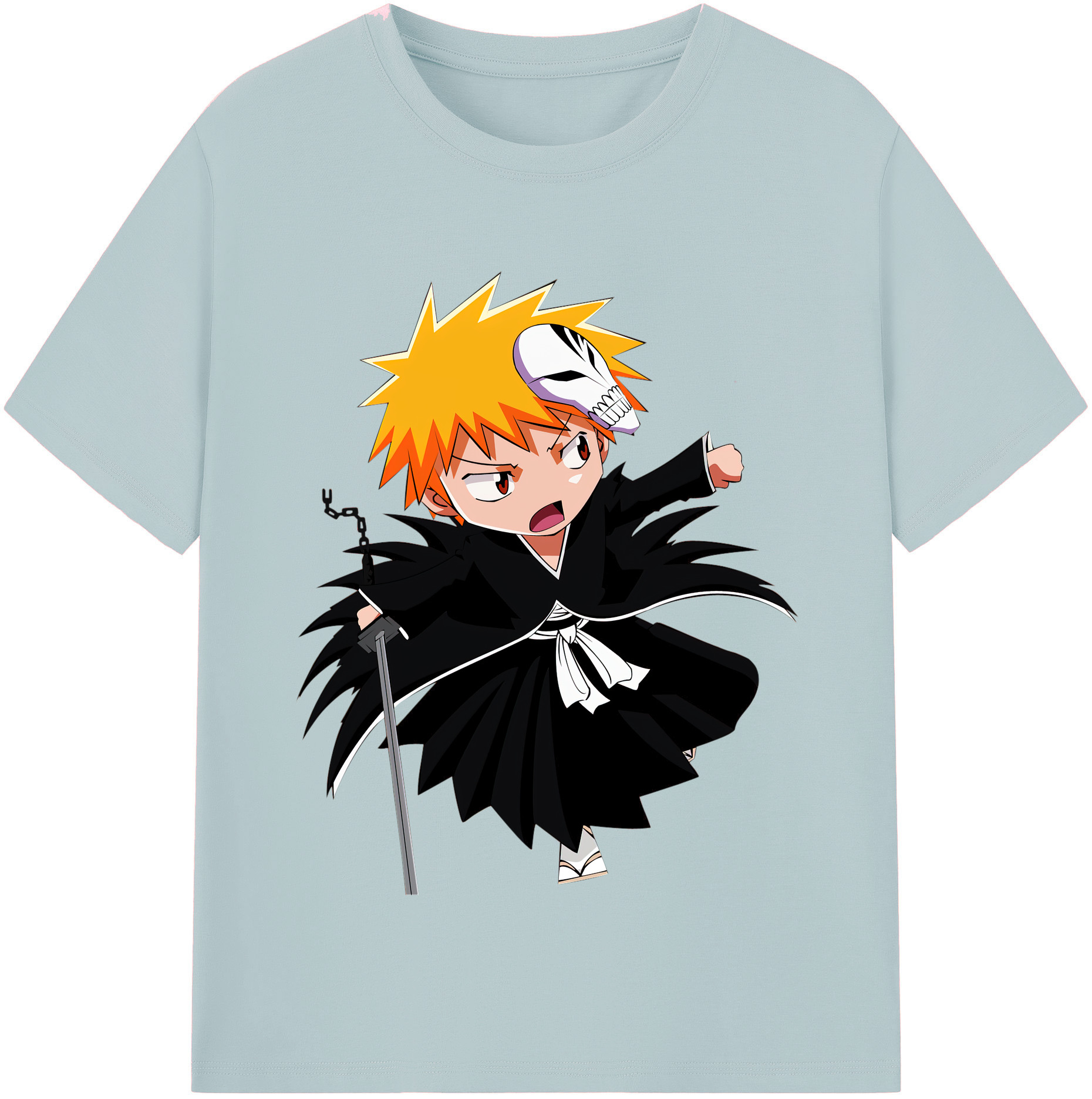 （画像用） ブリーチ 黒崎一護（くろさき いちご）BLEACH Kurosaki Ichigo 綿100％半袖Tシャツ（フロントプリント）